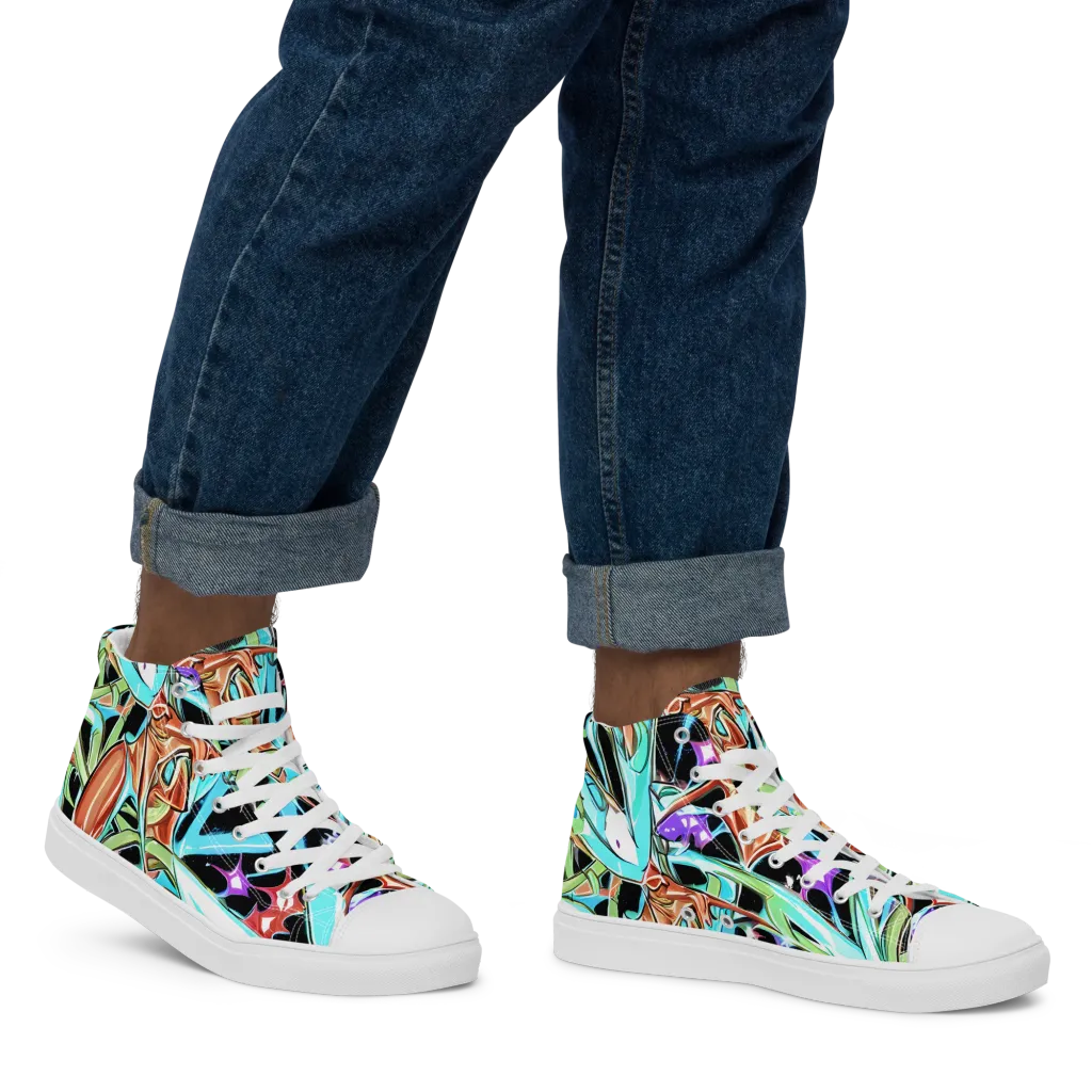 Vivid Overgrowth on Men's High Top Canvas Shoes — Right
