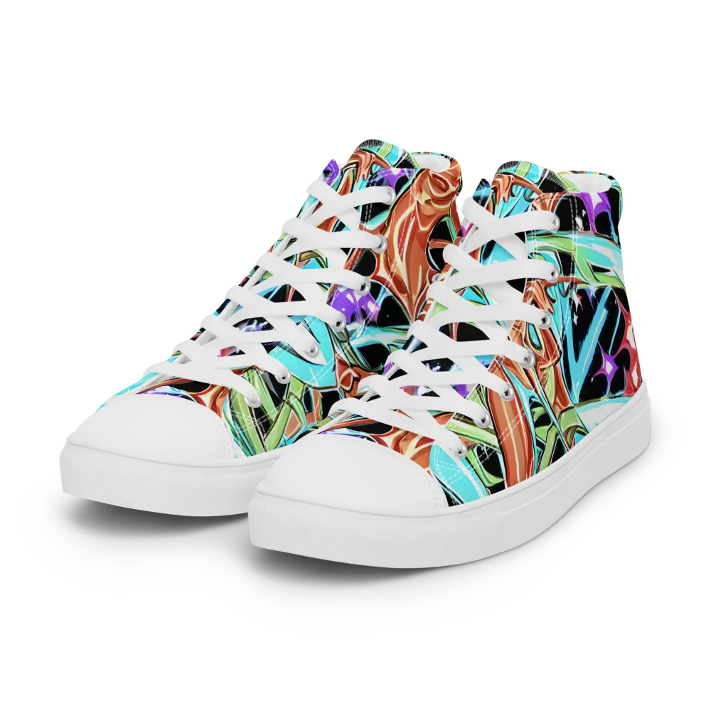Vivid Overgrowth on Women's High Top Canvas Shoes — Left Front