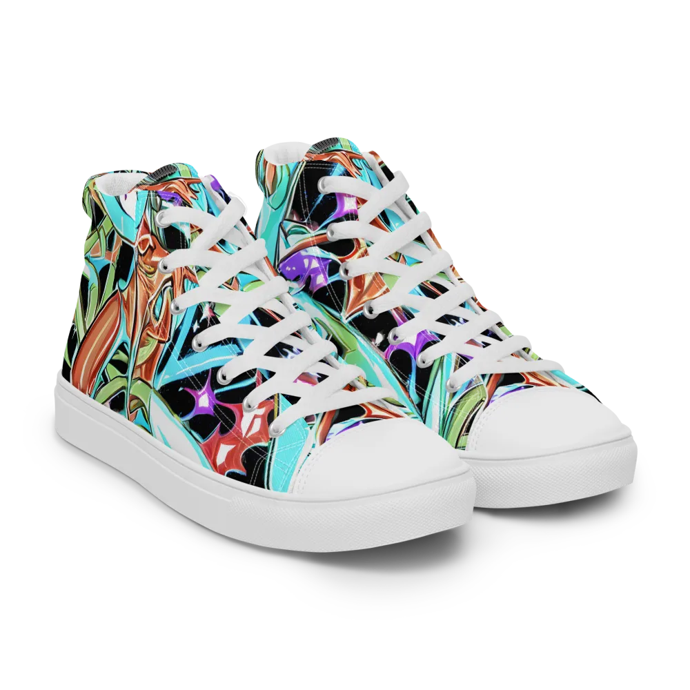 Vivid Overgrowth on Women's High Top Canvas Shoes — Right Front