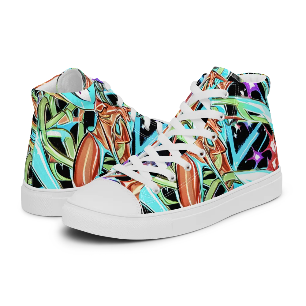 Vivid Overgrowth on Women's High Top Canvas Shoes — Left