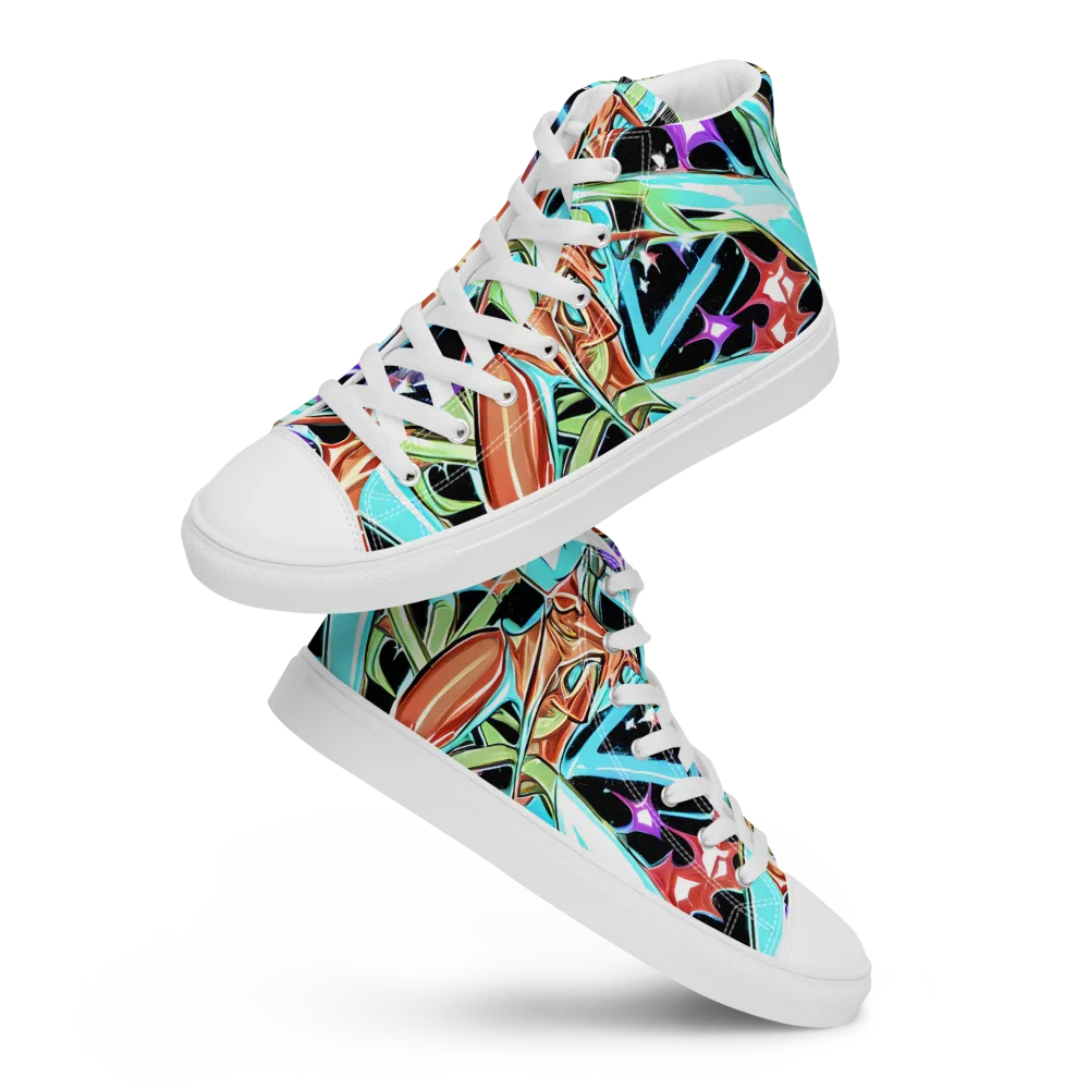 Vivid Overgrowth on Women's High Top Canvas Shoes — Front