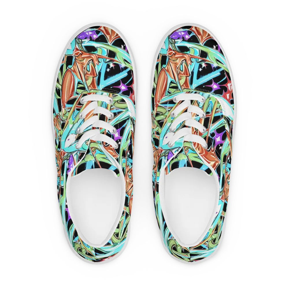 Vivid Overgrowth on Men's Lace-Up Canvas Shoes — Front
