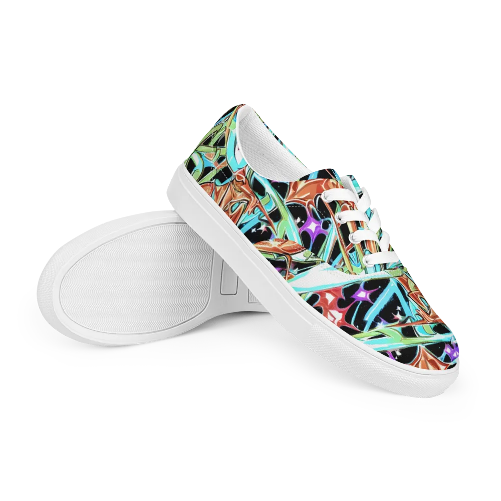 Vivid Overgrowth on Men's Lace-Up Canvas Shoes — Right Front