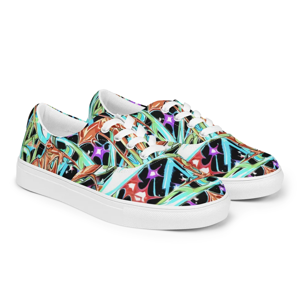 Vivid Overgrowth on Men's Lace-Up Canvas Shoes — Right Front