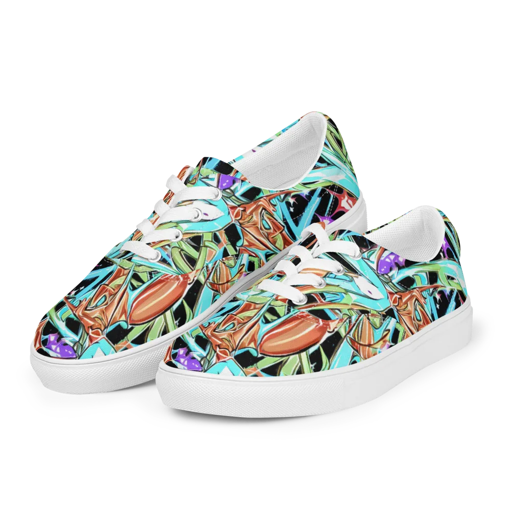 Vivid Overgrowth on Men's Lace-Up Canvas Shoes — Left Front