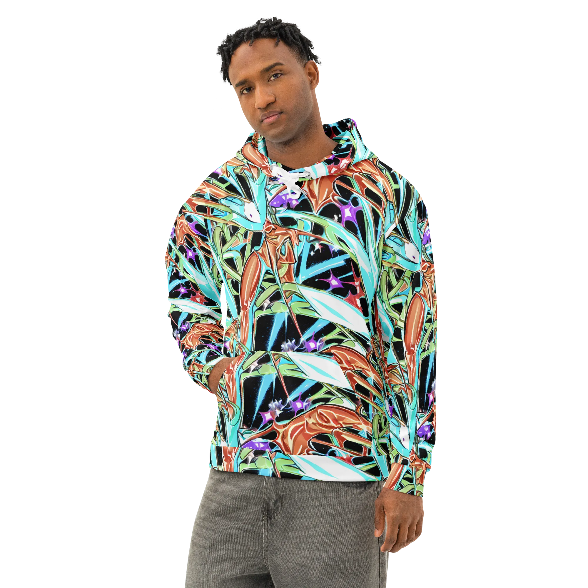Vivid Overgrowth on Cotton Hoodie — Left Front