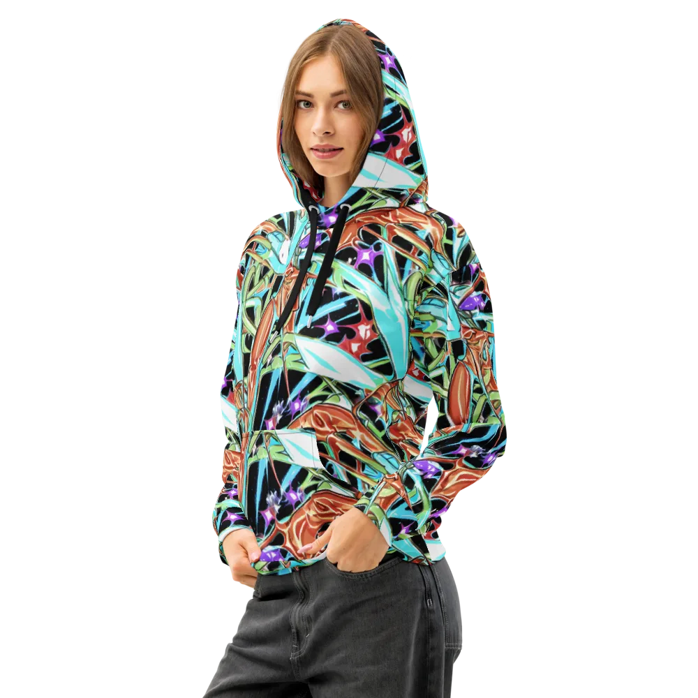 Vivid Overgrowth on Cotton Hoodie — Left Front