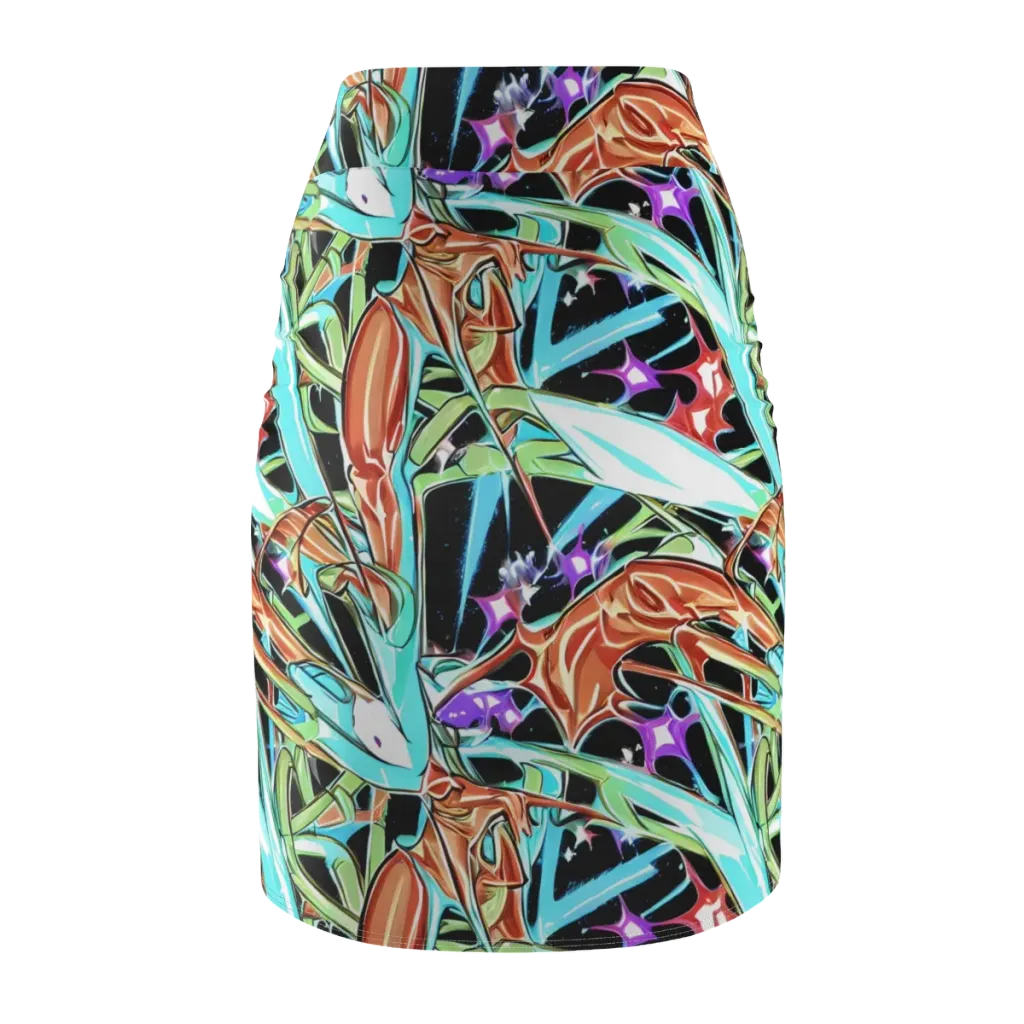 Vivid Overgrowth on Pencil Skirt — Back