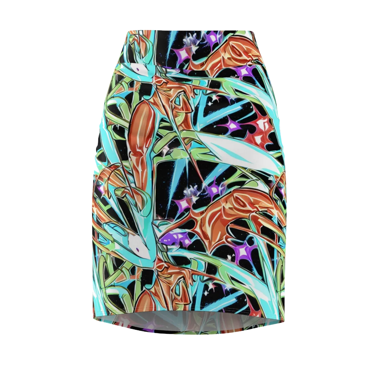Vivid Overgrowth on Pencil Skirt — Front