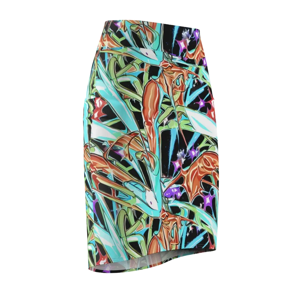 Vivid Overgrowth on Pencil Skirt — Front Side
