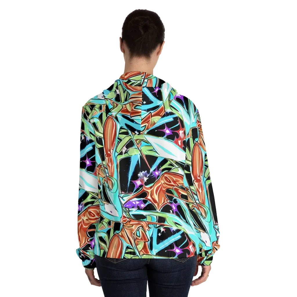 Vivid Overgrowth on Women's Full-Zip Hoodie — Back On Person