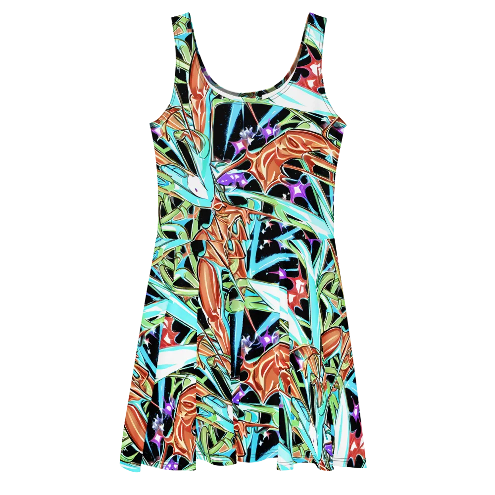 Vivid Overgrowth on Skater Dress — Front