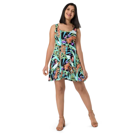 Vivid Overgrowth on a Skater Dress