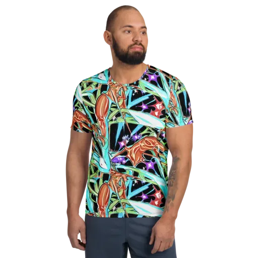 Vivid Overgrowth on a Men's Athletic T-Shirt
