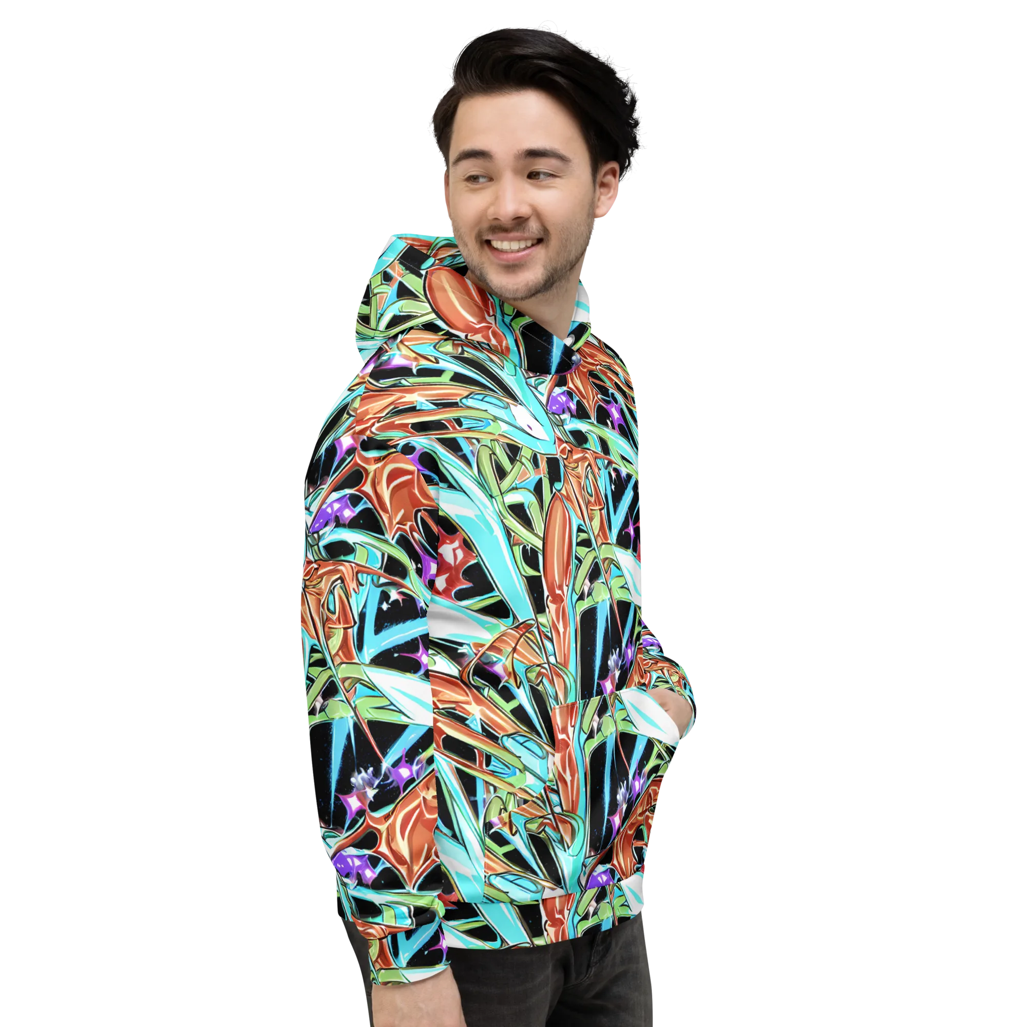 Vivid Overgrowth on Hoodie — Right