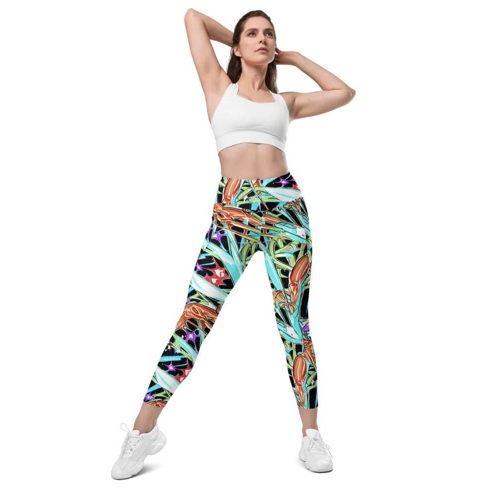 Vivid Overgrowth on Leggings with Pockets — Front