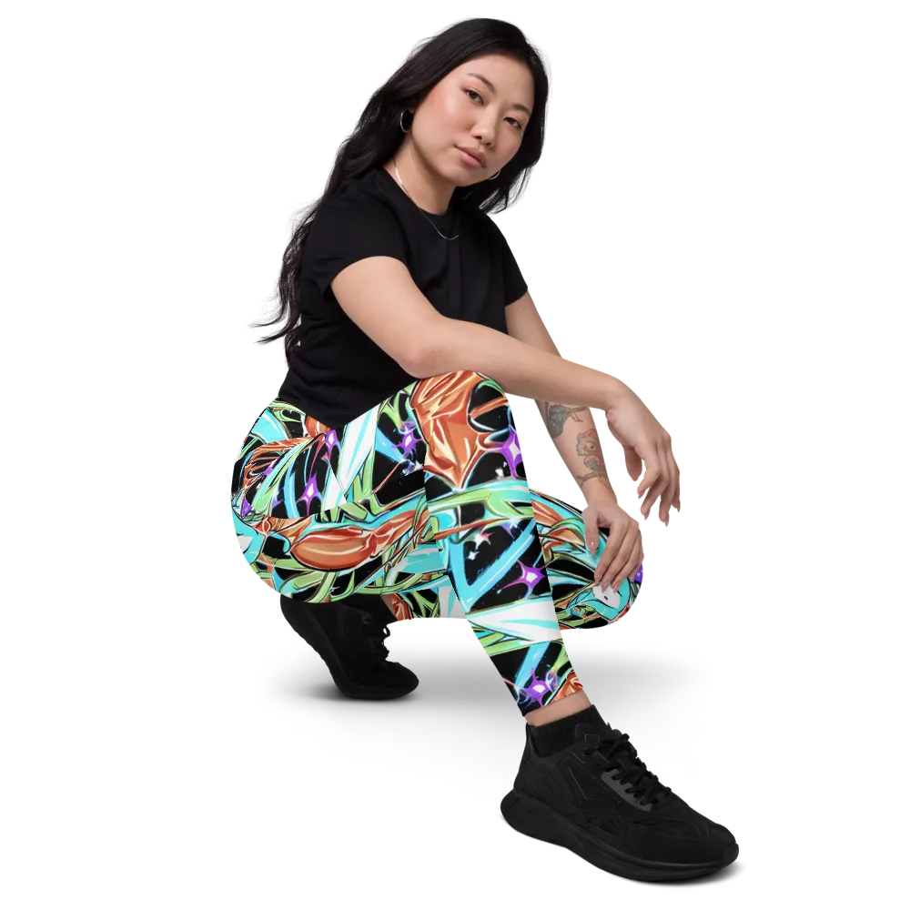 Vivid Overgrowth on Leggings with Pockets — Right Front