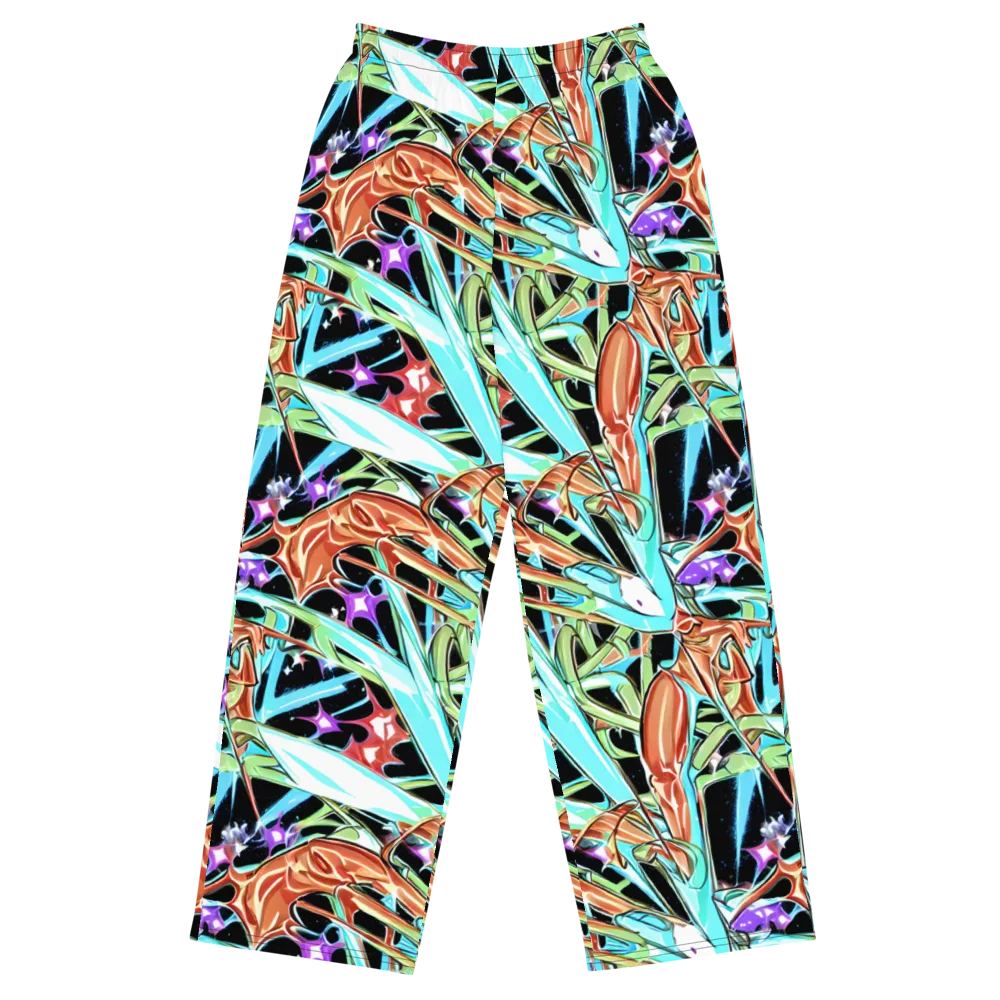 Vivid Overgrowth on Wide-Leg Pants — Front