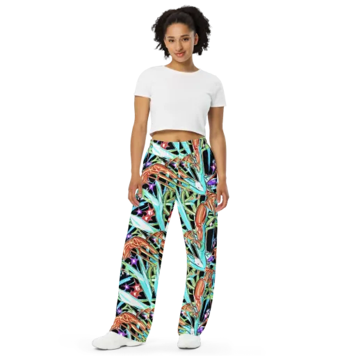 Vivid Overgrowth on Wide-Leg Pants