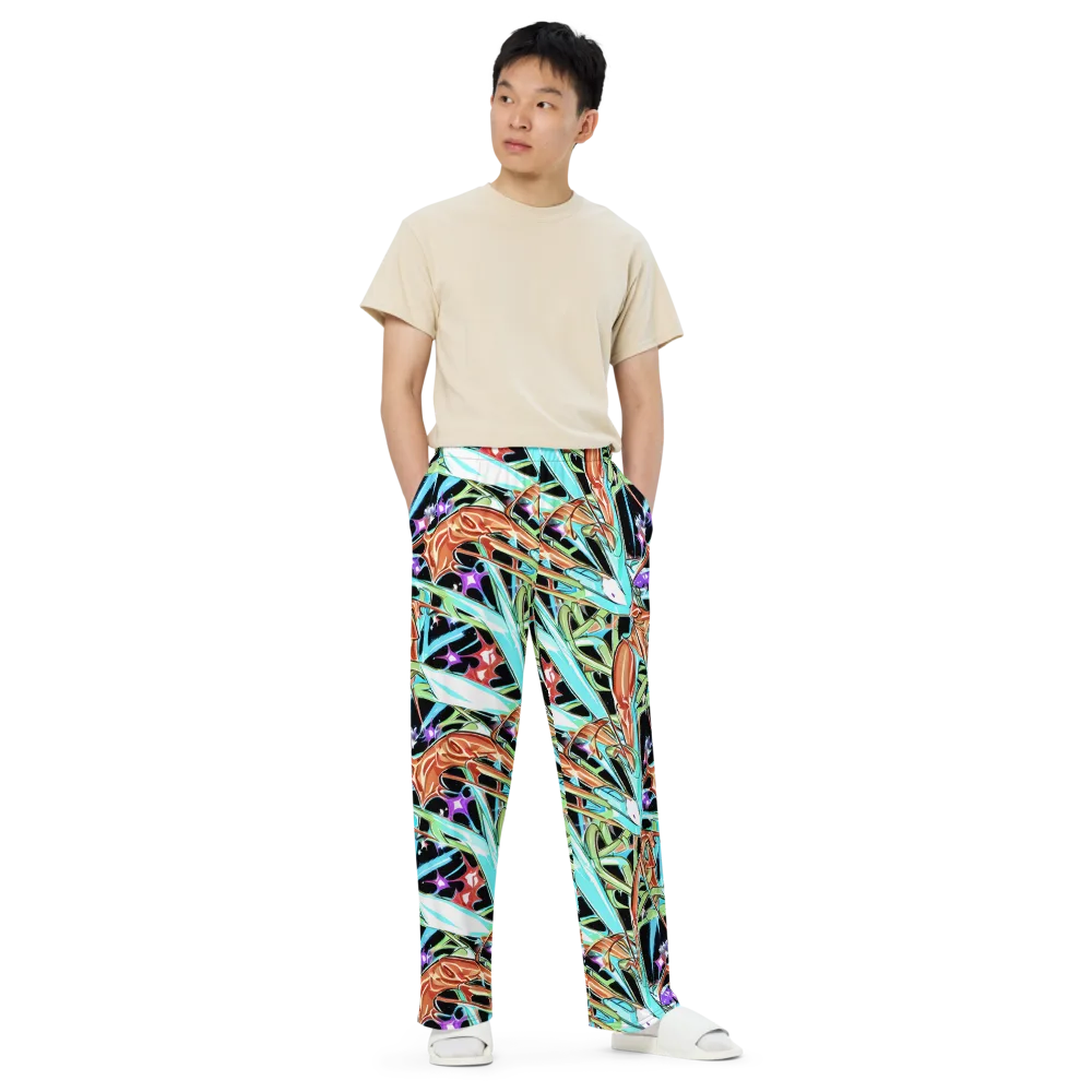 Vivid Overgrowth on Wide-Leg Pants — Front