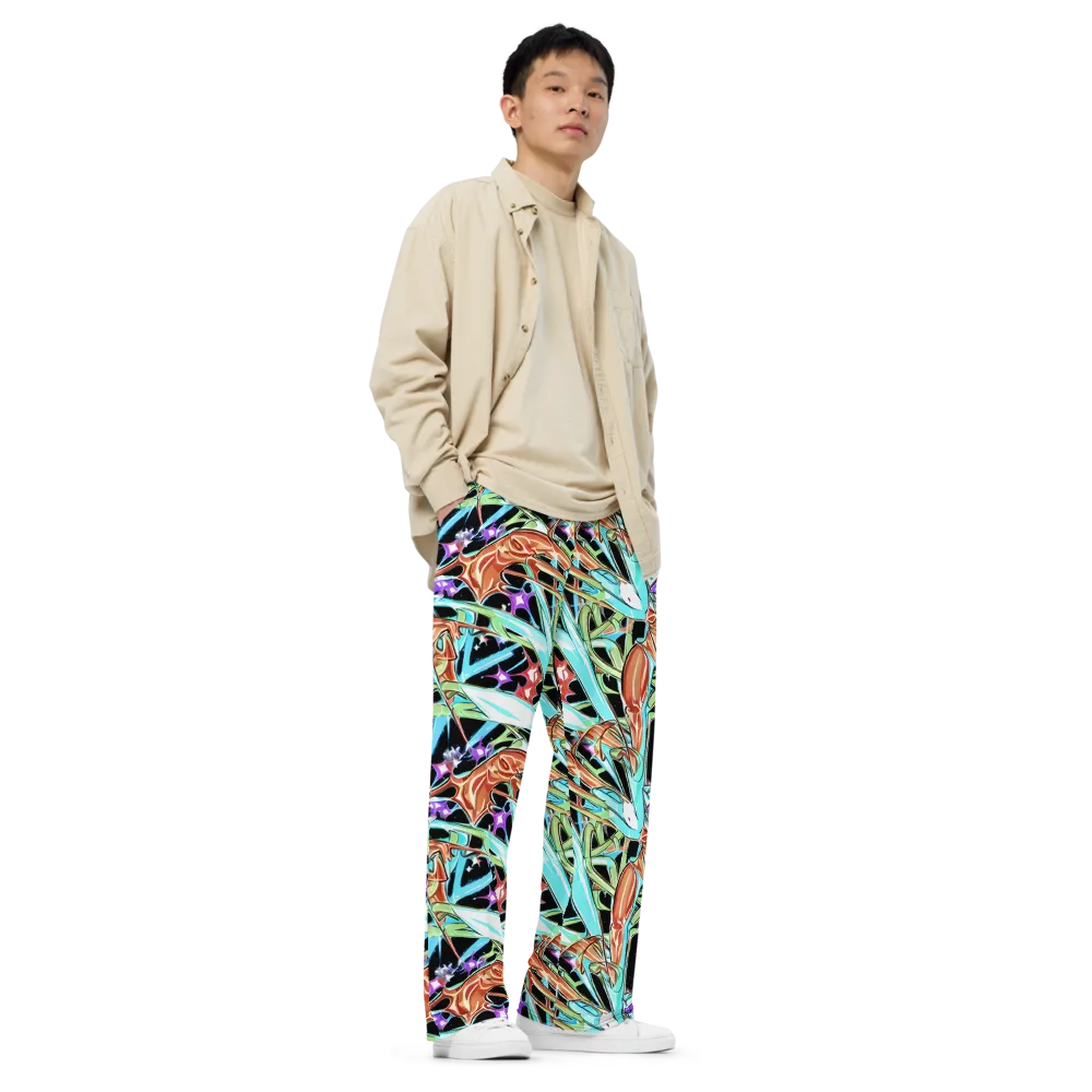 Vivid Overgrowth on Wide-Leg Pants — Right Front