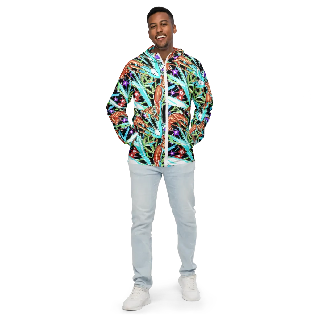 Vivid Overgrowth on Men's Windbreaker — Front