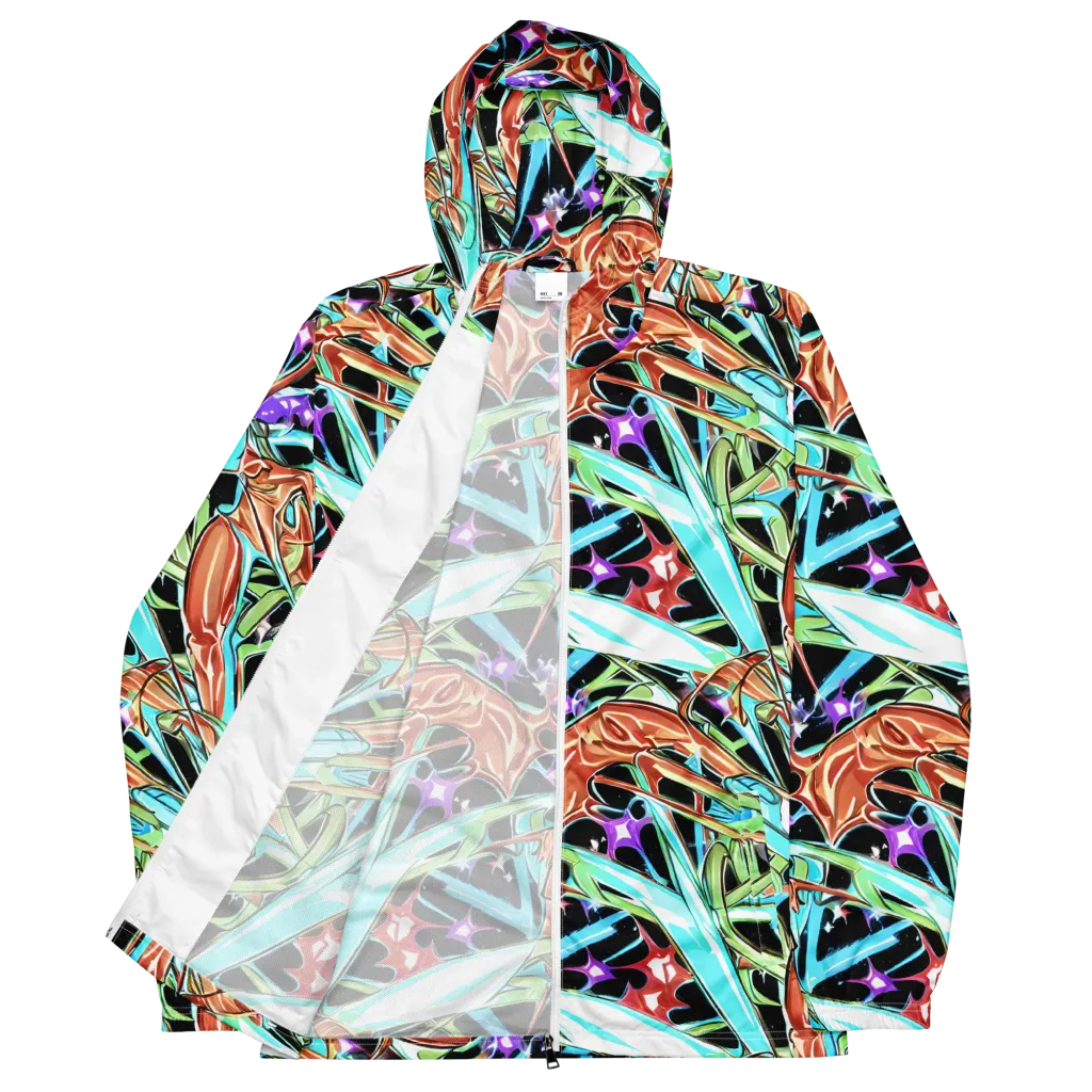 Vivid Overgrowth on Men's Windbreaker — Front