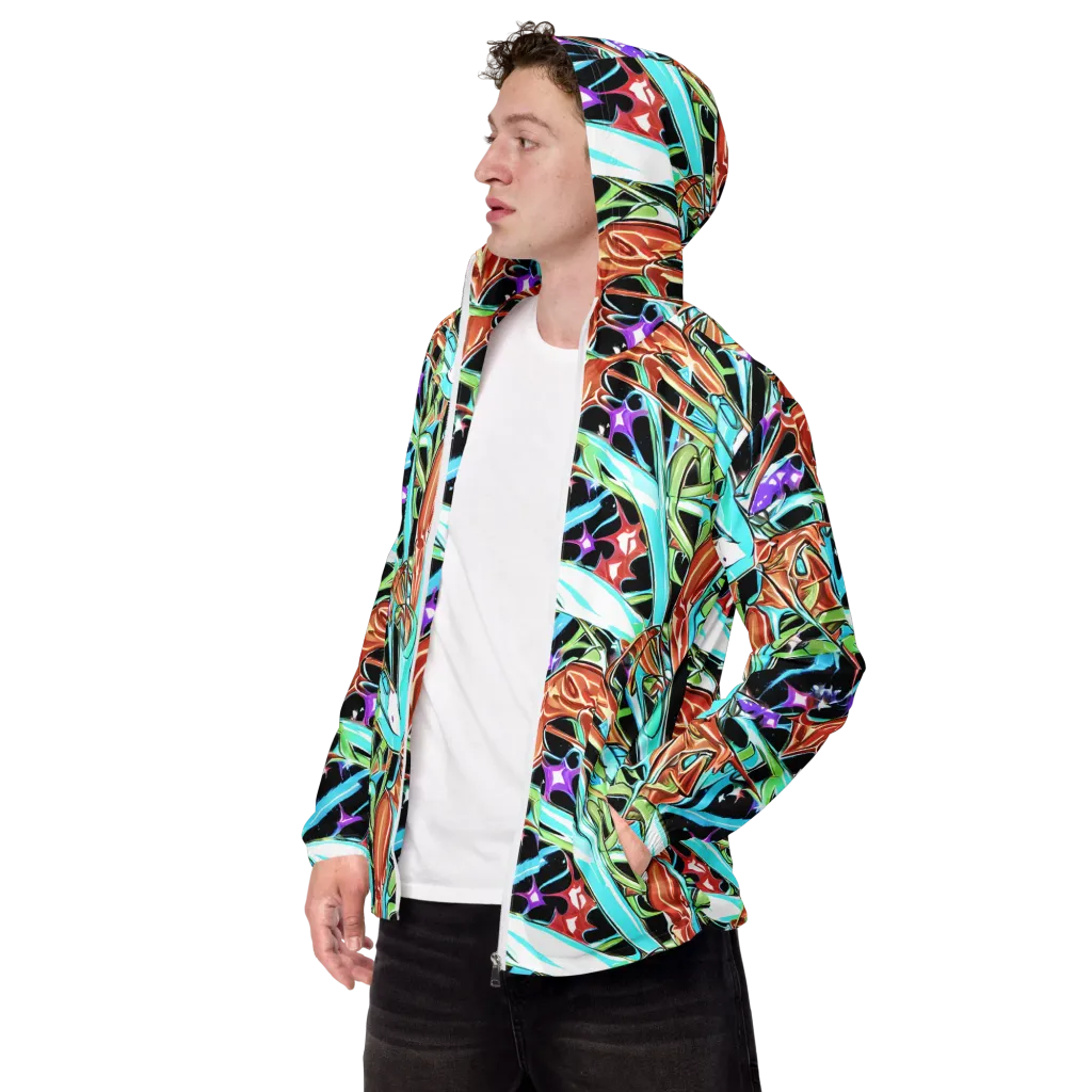 Vivid Overgrowth on Men's Windbreaker — Left Front