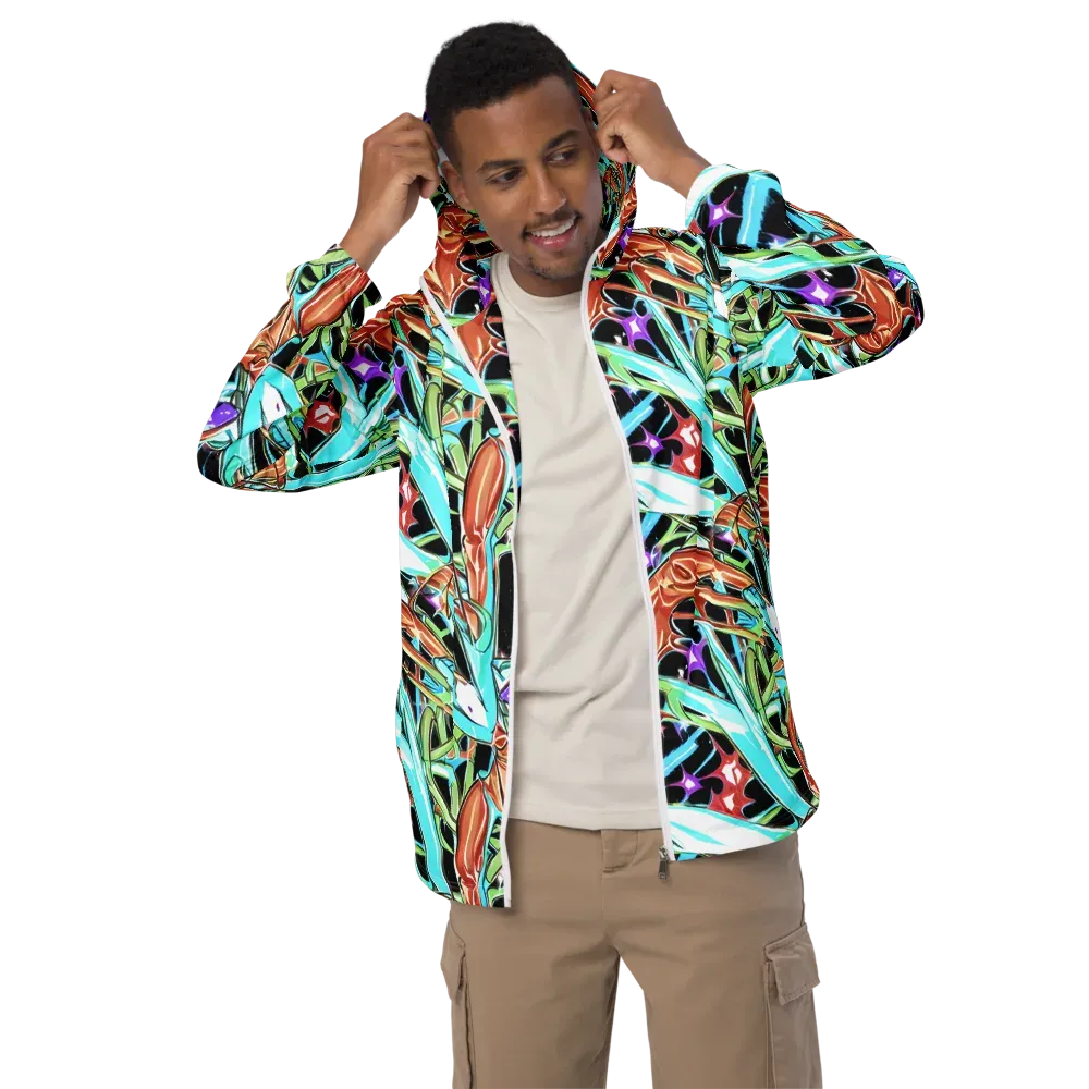 Vivid Overgrowth on Men's Windbreaker — Front