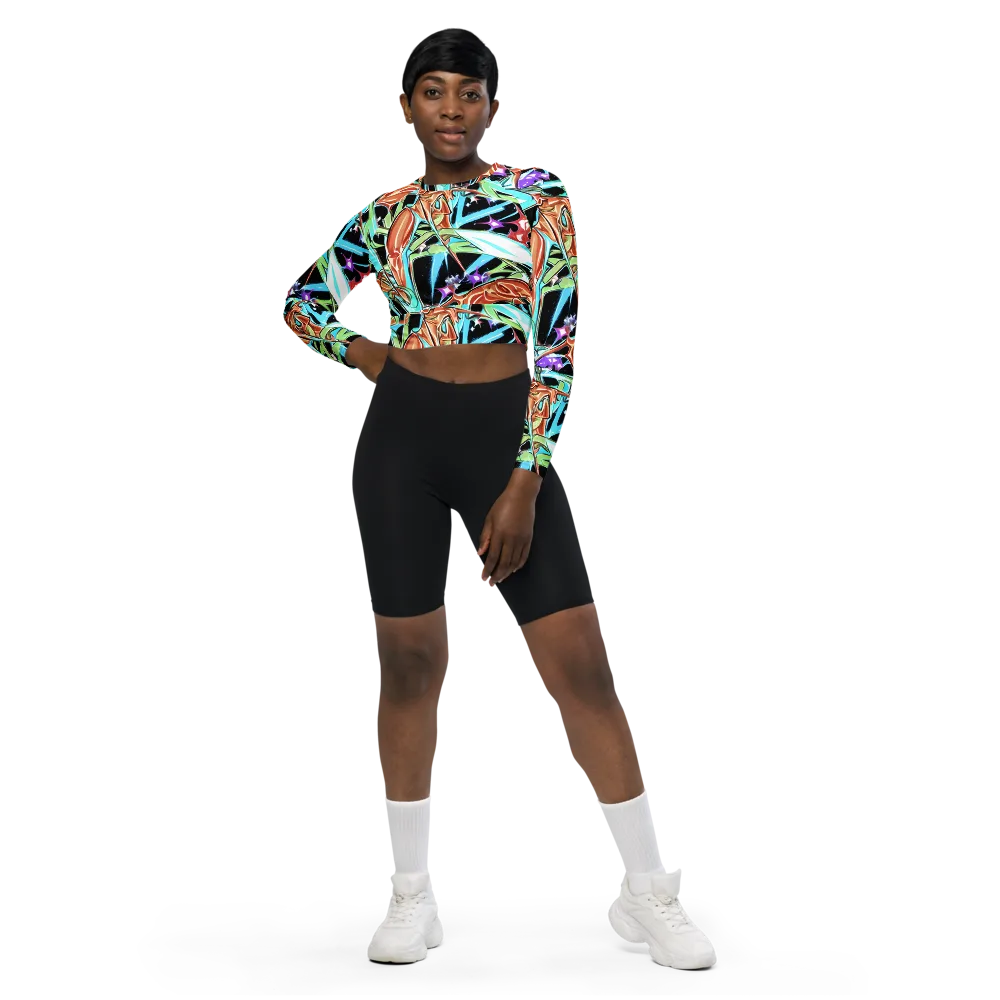 Vivid Overgrowth on Long Sleeve Crop Top — Front