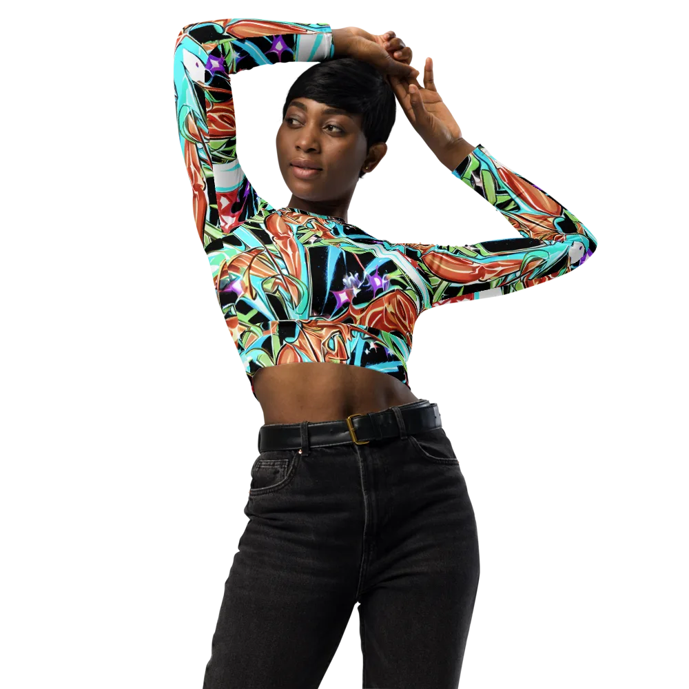 Vivid Overgrowth on Long Sleeve Crop Top — Front