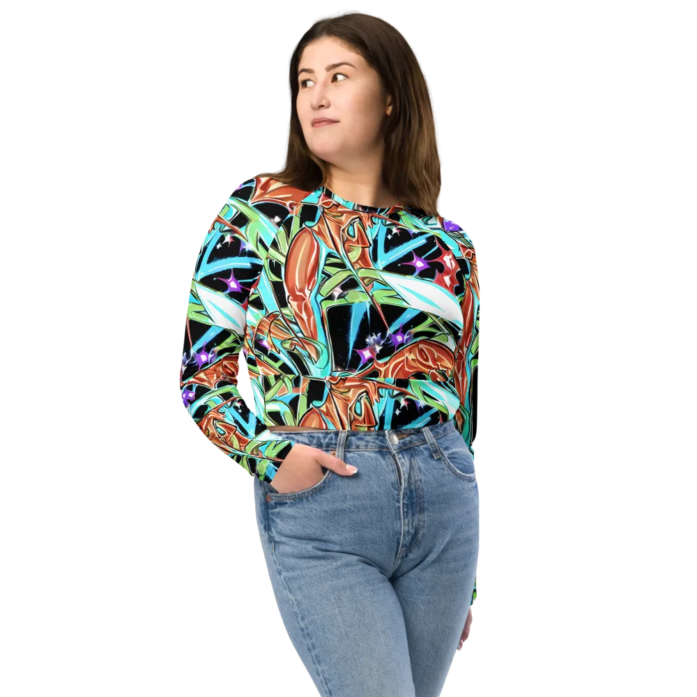 Vivid Overgrowth on Long Sleeve Crop Top — Front