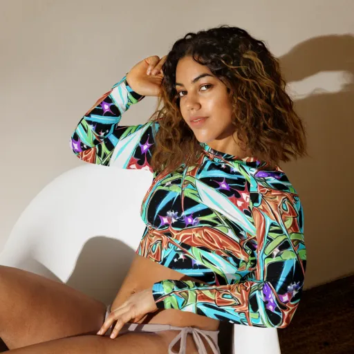 Vivid Overgrowth on a Long Sleeve Crop Top