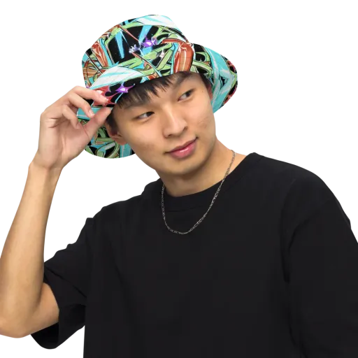 Vivid Overgrowth on a Reversible Bucket Hat