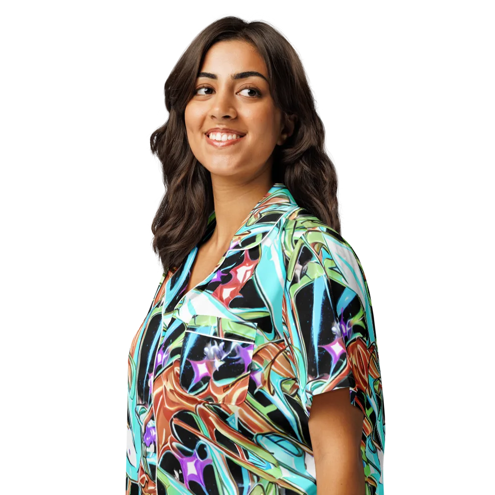 Vivid Overgrowth on Women's Short Sleeve Pajama Top — Left Front