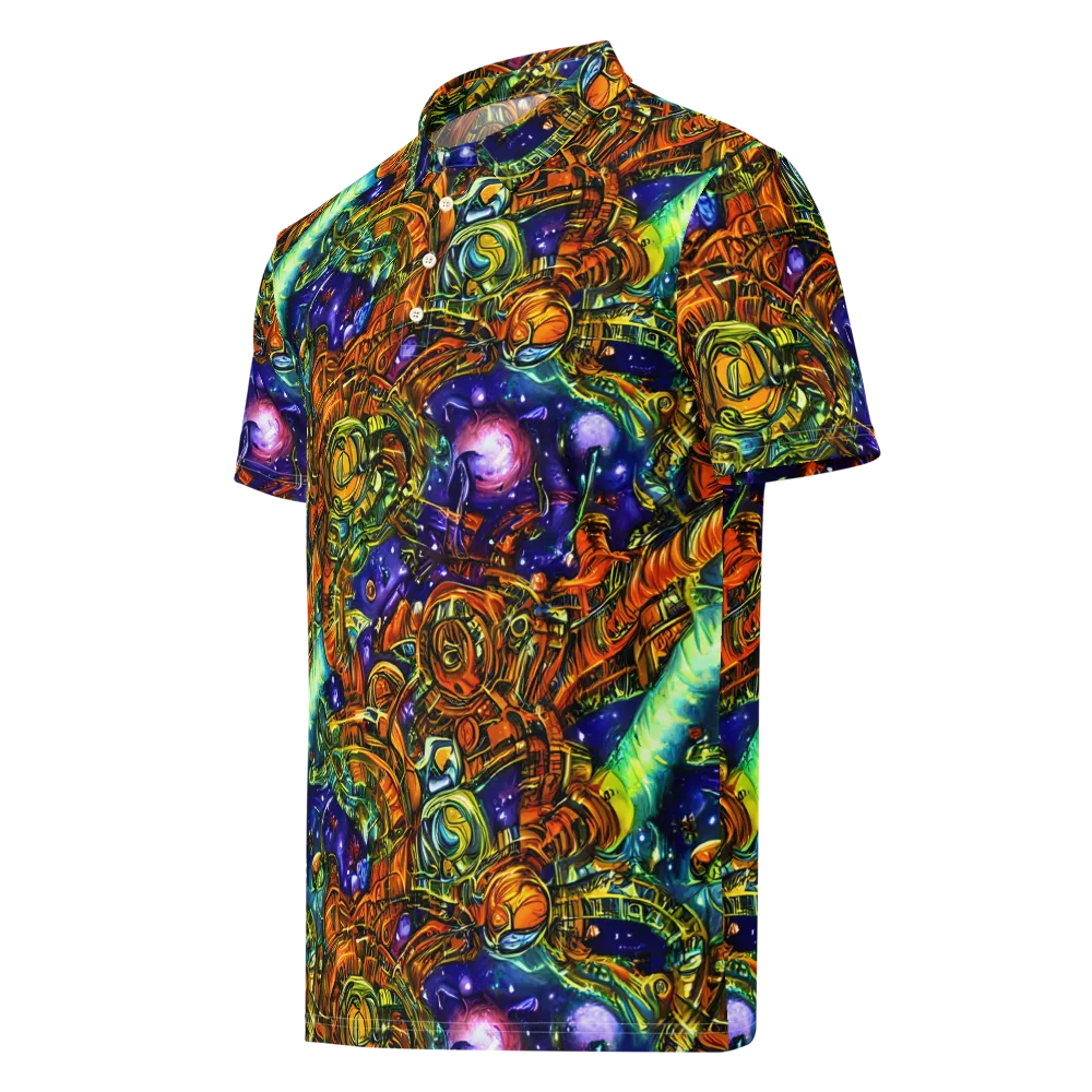 Ultraviolet Machine on Men's Slim Fit Polo Shirt — Left Front