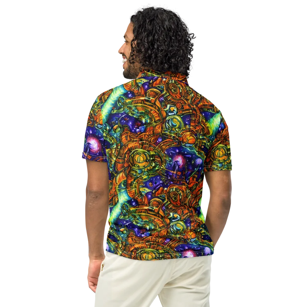 Ultraviolet Machine on Men's Slim Fit Polo Shirt — Back