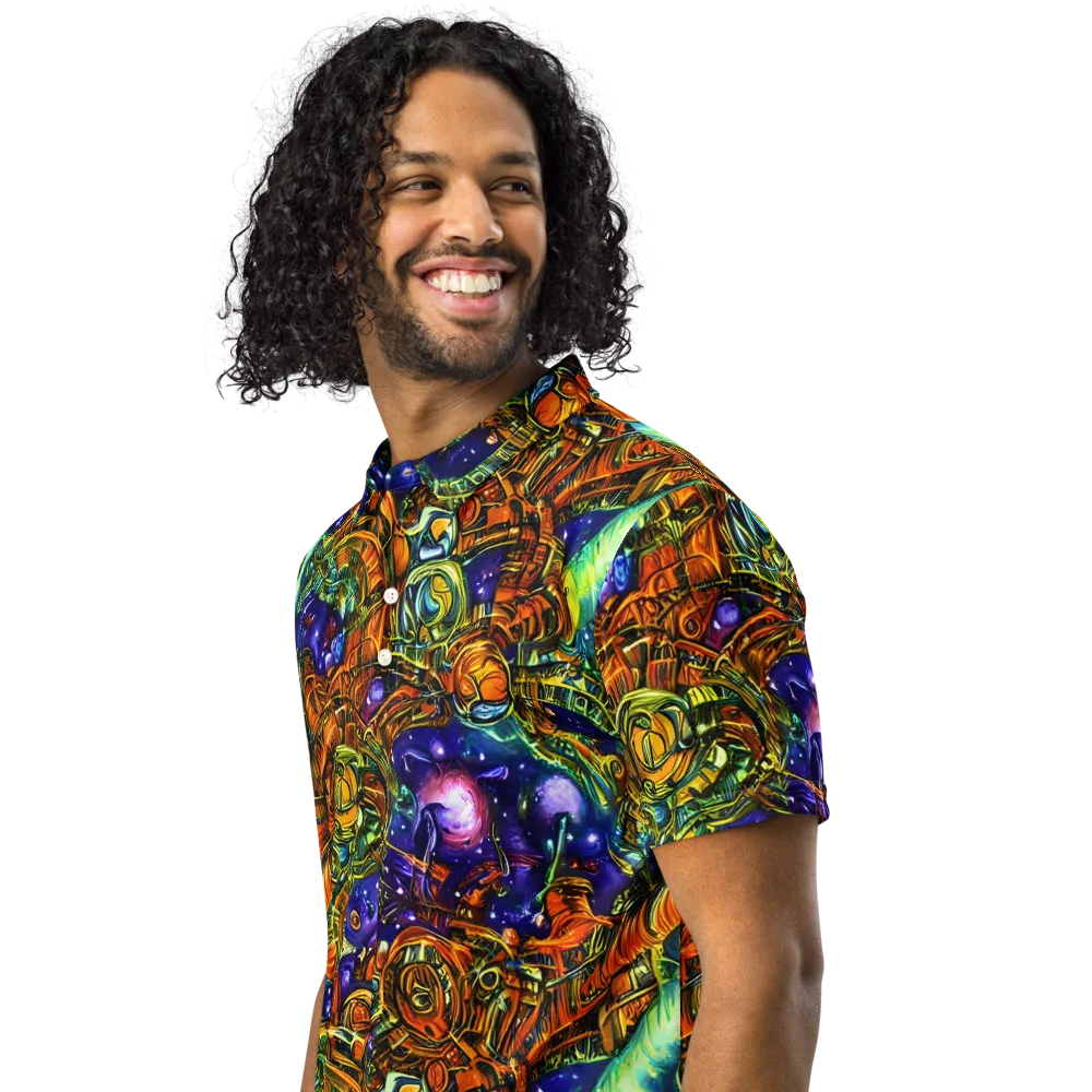 Ultraviolet Machine on Men's Slim Fit Polo Shirt — Left Front