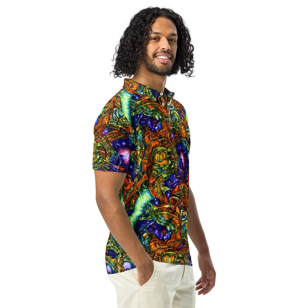 Ultraviolet Machine on Men's Slim Fit Polo Shirt — Right Front