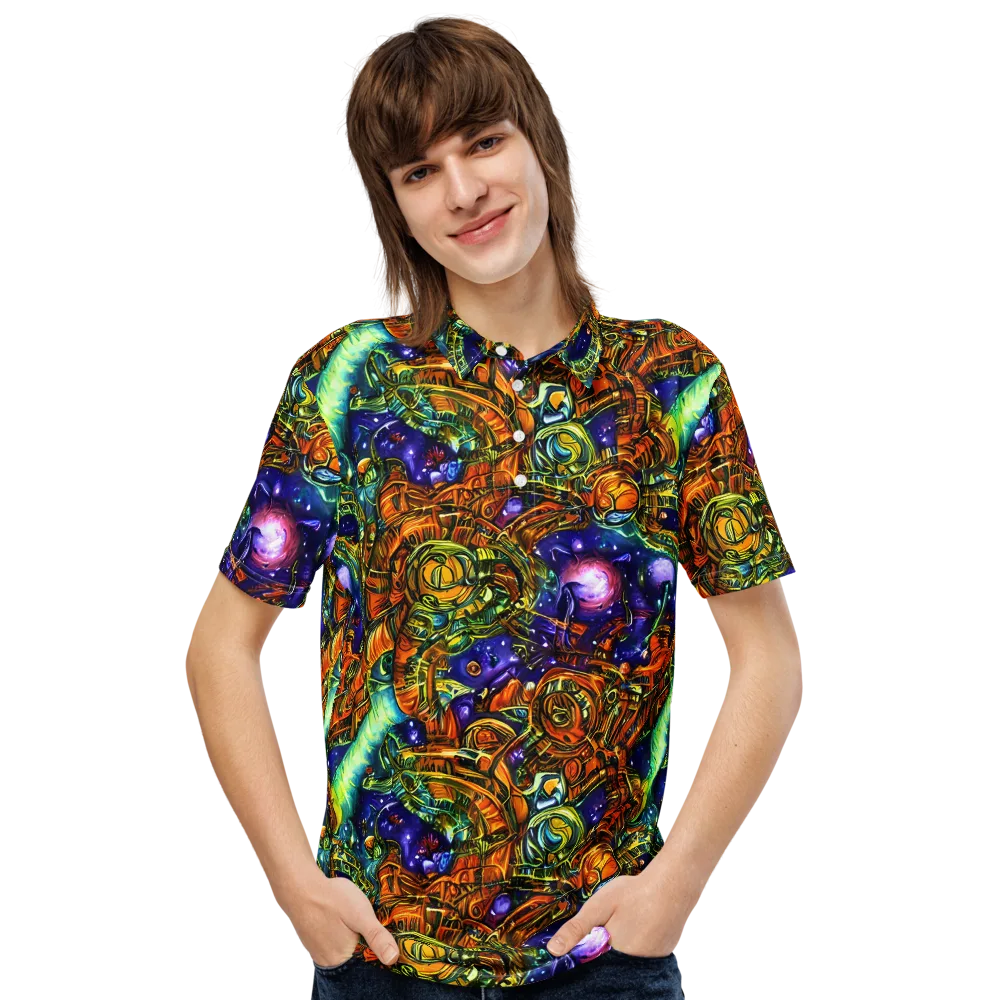 Ultraviolet Machine on Men's Slim Fit Polo Shirt — Front