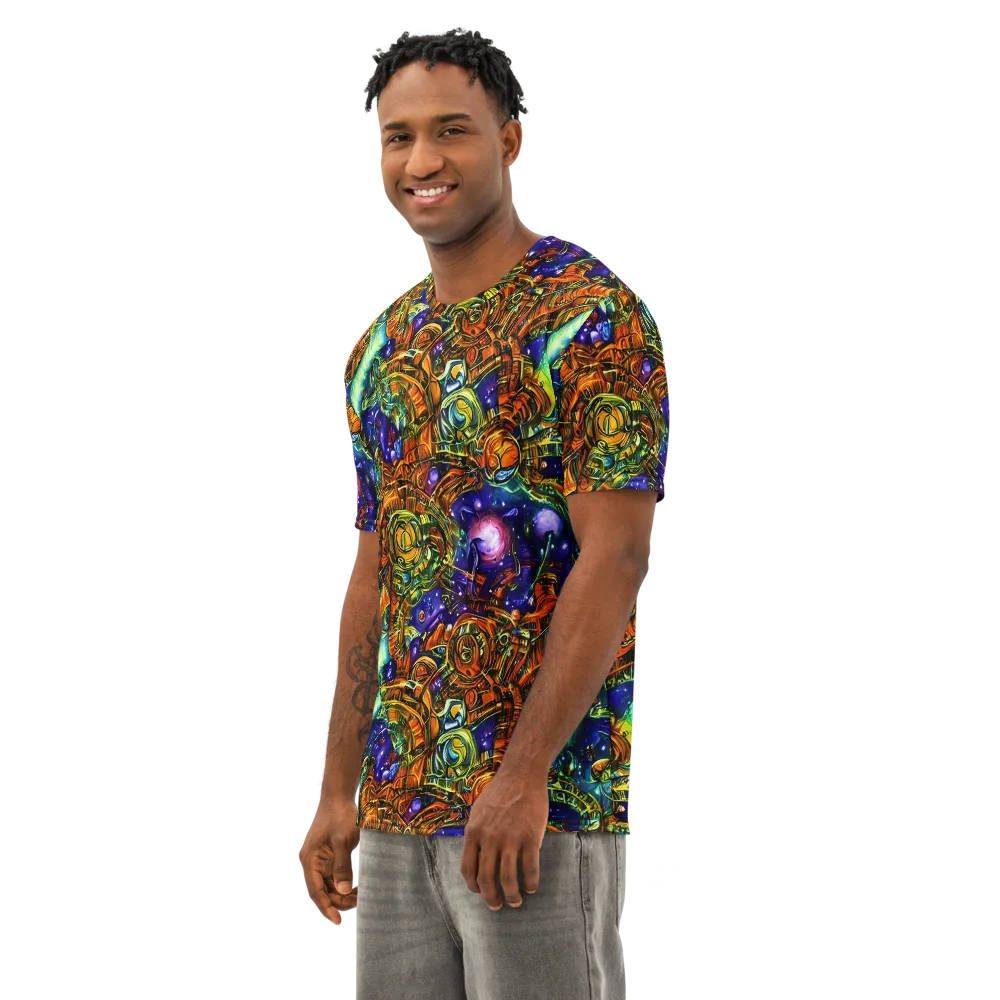 Ultraviolet Machine on Men's Cotton Crew Neck T-Shirt — Left Front