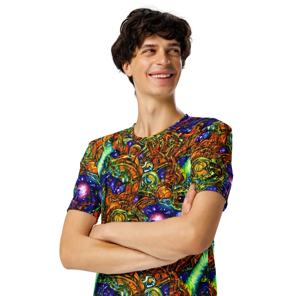 Ultraviolet Machine on Men's Crew Neck T-Shirt — Left Front