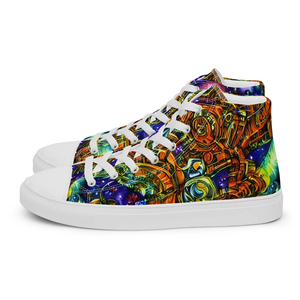 Ultraviolet Machine on Men's High Top Canvas Shoes — Left