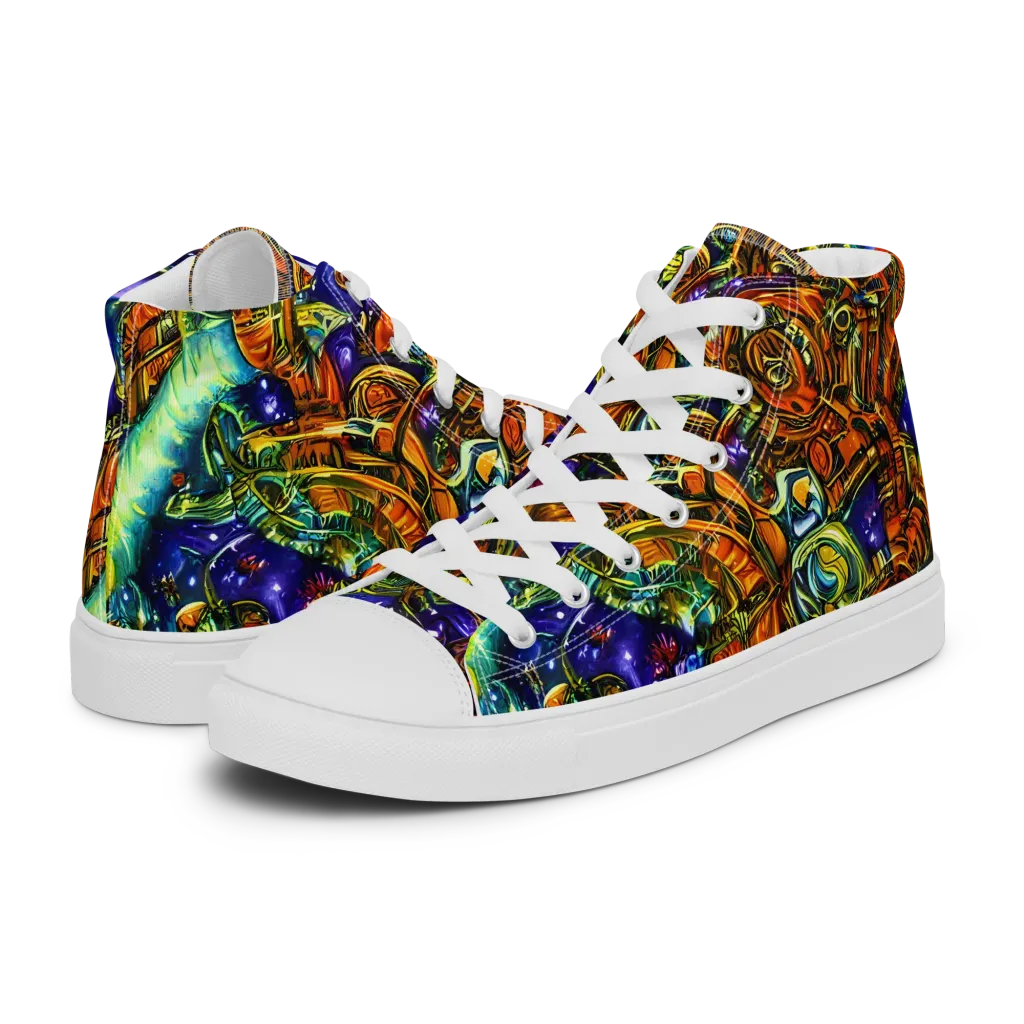 Ultraviolet Machine on Men's High Top Canvas Shoes — Left