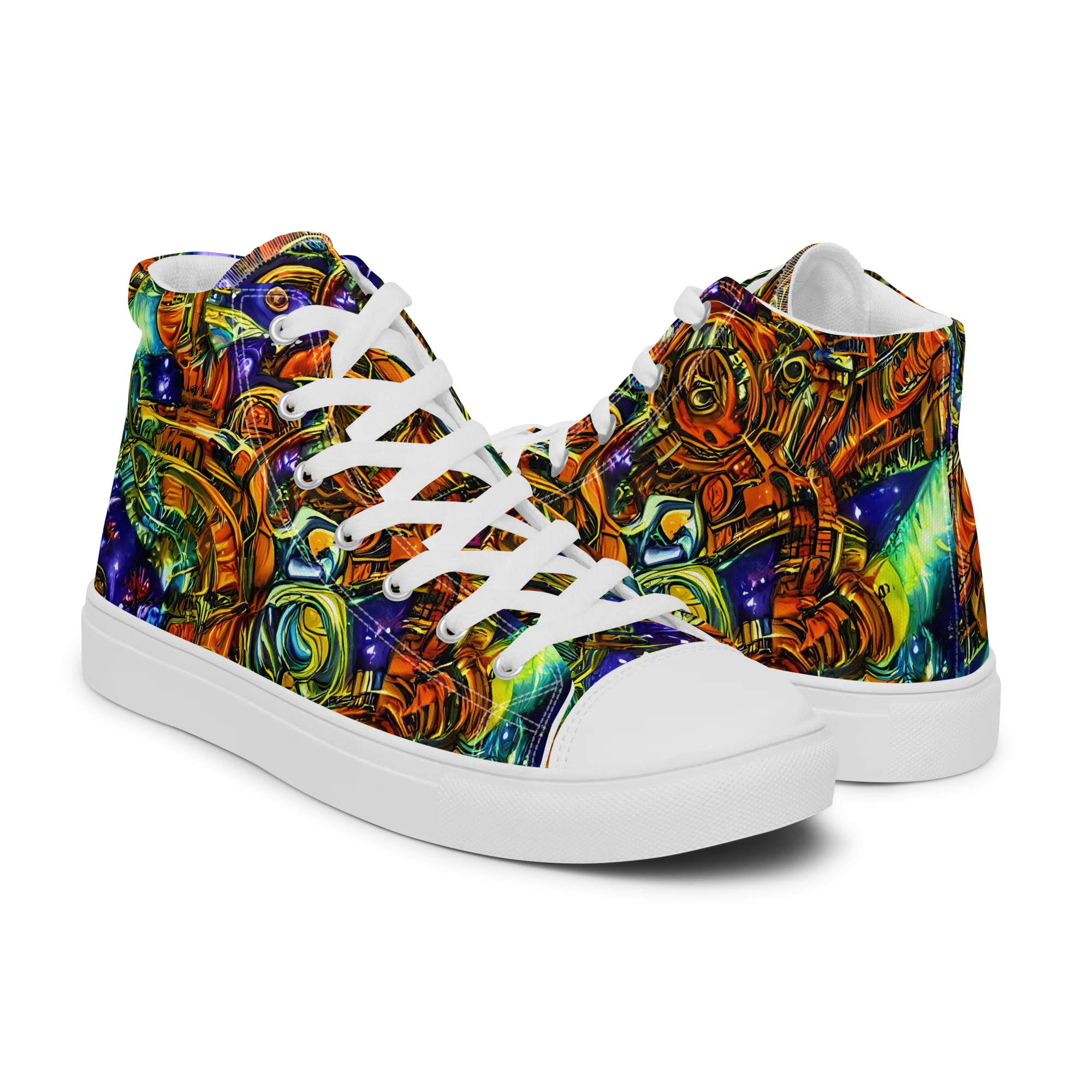 Ultraviolet Machine on Men's High Top Canvas Shoes — Right