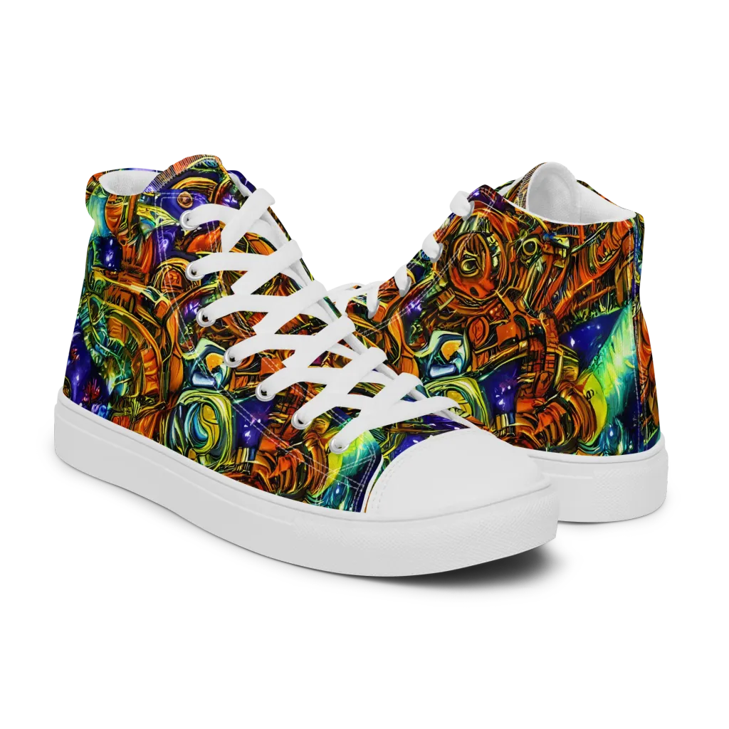 Ultraviolet Machine on Men's High Top Canvas Shoes — Right