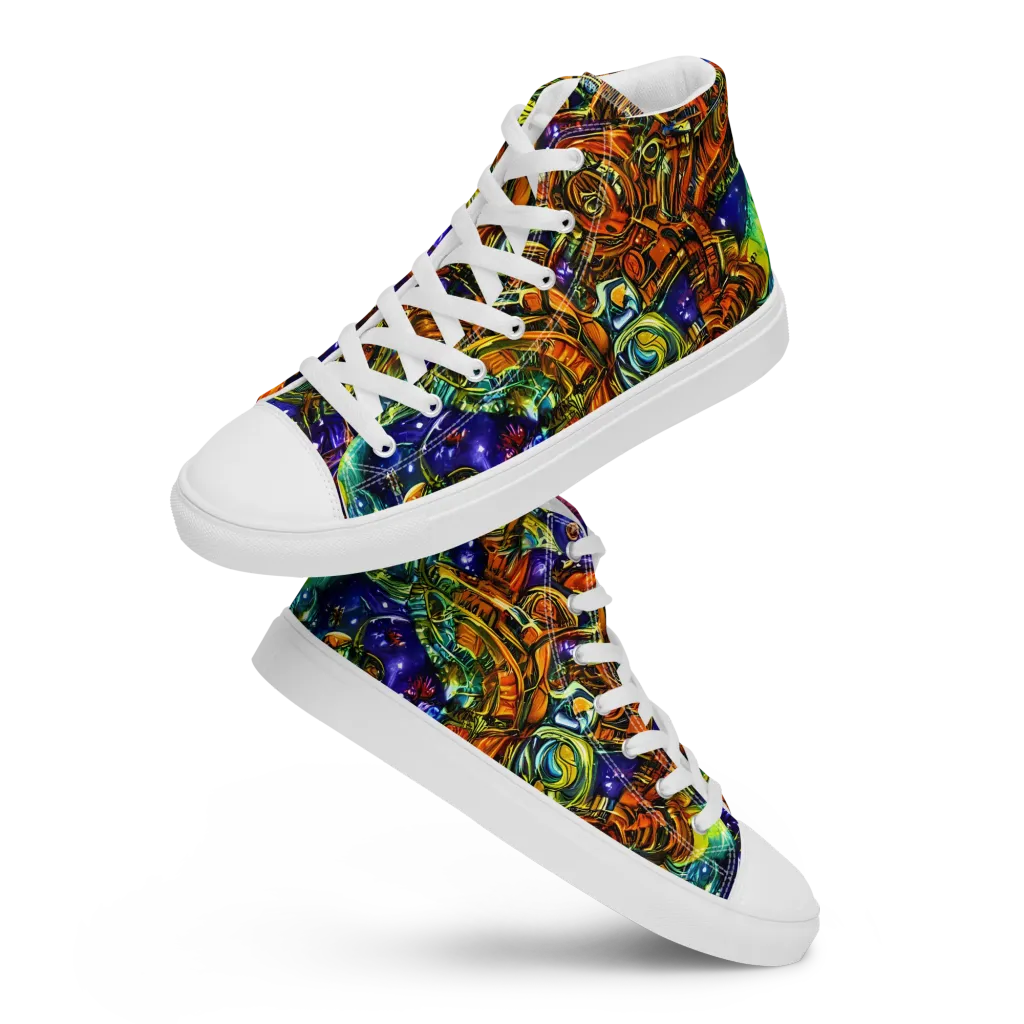 Ultraviolet Machine on Men's High Top Canvas Shoes — Front