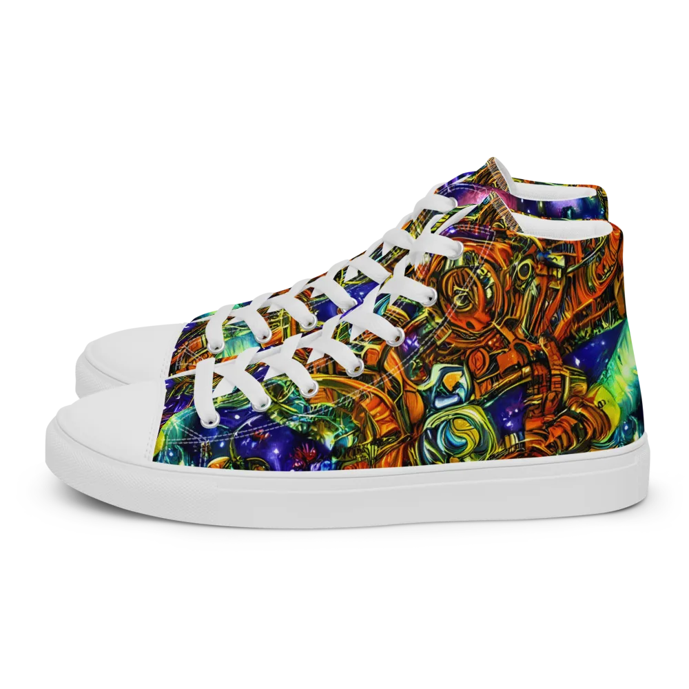 Ultraviolet Machine on Women's High Top Canvas Shoes — Left