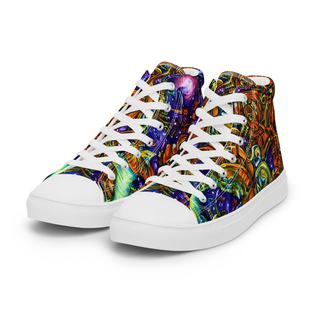 Ultraviolet Machine on Women's High Top Canvas Shoes — Left Front