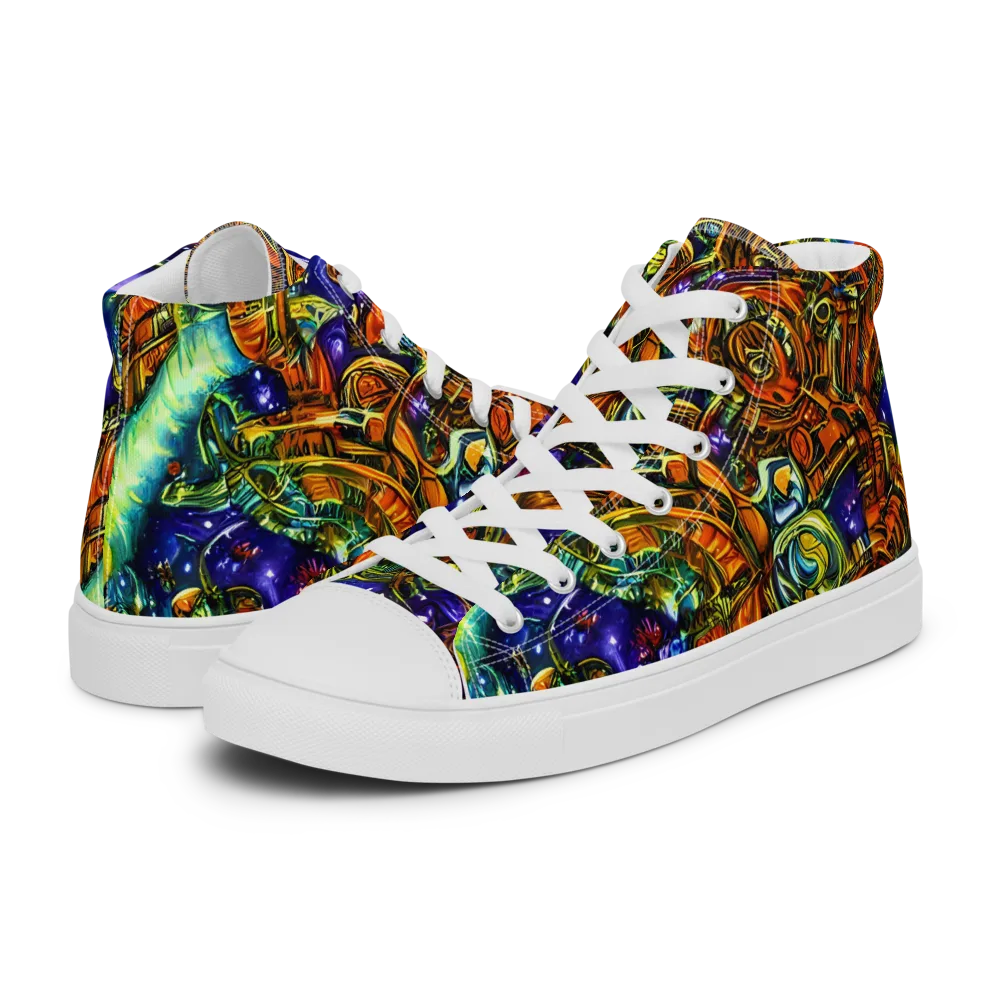Ultraviolet Machine on Women's High Top Canvas Shoes — Left